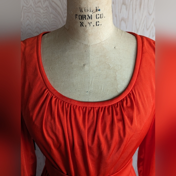 70's Red Qiana Lilli Diamond Hostess Gown - RETRO - Picture 4 of 8